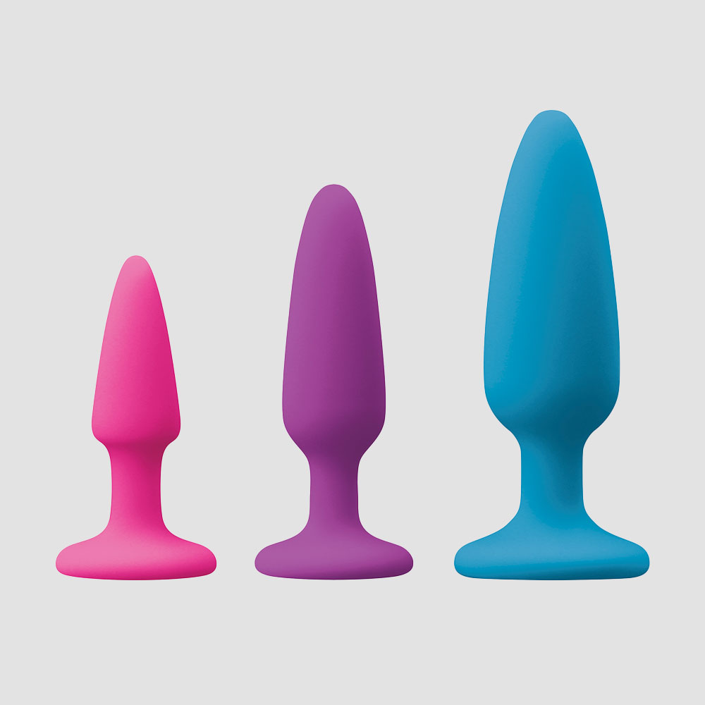 colours – kit de dilatadores anales multicolor – tres plugs anales de diferentes tamaños