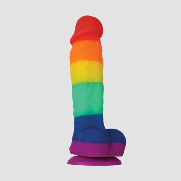 colours – dildo pequeño de colores arcoiris con ventosa – silicona suave y firme de base succión